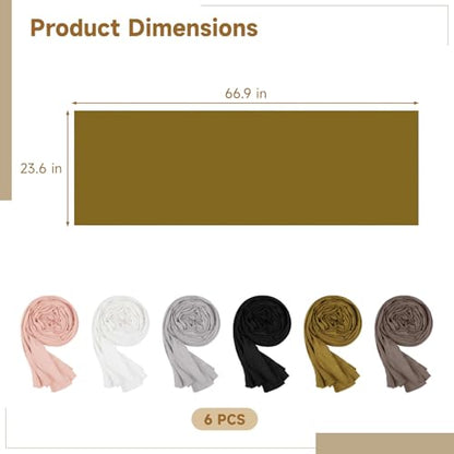 ZALIR 6 Pcs Women Muslim Head Scarf, Smooth Jersey Hijab Wrap, Solid Color Head Coverings, Long Soft Shawl for Daily Wear