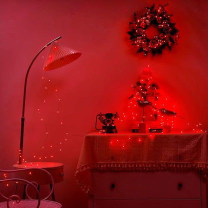 Ariceleo 2 Pack 16.4ft Battery Operated String Lights with Timer, Red with Synchronized Twinkle Mode, Fairy Lights Battery Powered, 50 LEDs, Idea for Christmas Bedroom Party Wedding - color: Red, size: 2 Pack-Upgrade