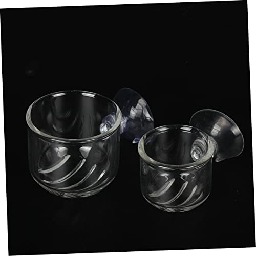 2-Pack Glass Feeding Cup for Aquarium Fish Feeder Shrimp Eggs Food Aquarium Equipment Aquatic Supplies - size: L