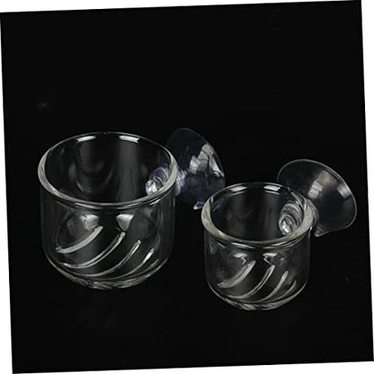 2-Pack Glass Feeding Cup for Aquarium Fish Feeder Shrimp Eggs Food Aquarium Equipment Aquatic Supplies - size: L