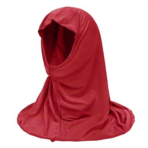 Girls Ice Silk Muslim Khimar Hijab Headscarf Flower Arab Scarf Shawls Neck Wrap Islamic Head Wrap for Age 2-7 Years - color: Style 4-wine Red