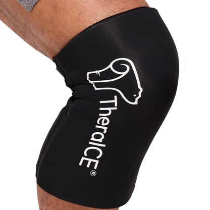 TheraICE Knee Ice Pack Wrap Compression Sleeve for Injuries, Reusable Gel Cold Packs Brace Also for Elbow, Ankle & Calf - Flexible Cold Wrap Recovery for Meniscus, ACL, MCL Pain Relief (L) - size: Large, style: Original