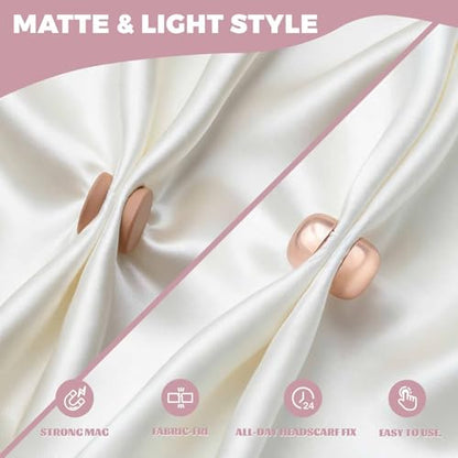 CONBOLA Hijab Magnetic Pins - Strong Magnet Hijab Pins for Women, Colorful No Needle Scarf Clips, Multi-Purpose Magnetic Brooch for Dress, Clothing, Shawls - color: Matte+Light