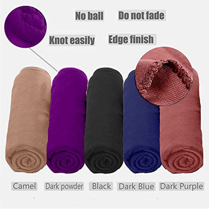 ZRQ 5 Pieces African Women's Head Waps Stretch Turban Hijab Soft and Breathable Super Long Scarf Solid Color Combination Suitable for Women (Black,Camel,Dark powder,Dark Blue,Dark Purple) - color: Black,camel,dark Powder,dark Blue,dark Purple