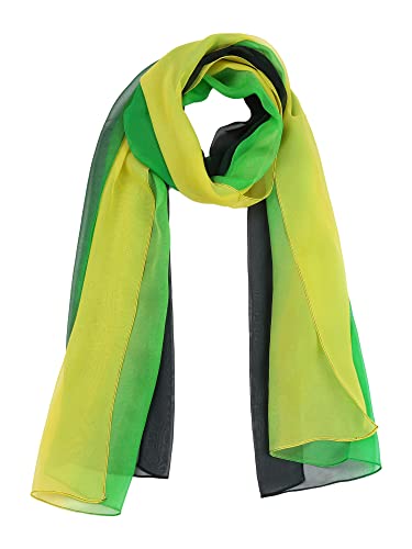 uxcell Women'sChiffon Sheer Long Scarf Silky Gradient Party - color: Yellow Green Black