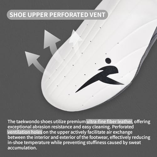 Taekwondo Karate Martial Arts Shoes, Lightweight and Breathable Boxing Shoes for Kids Youth Adult, Unisex - color: White & Black, size: 6.5