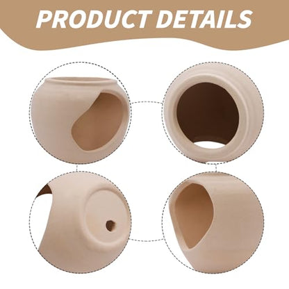 AnRui Fish Tank Hideout Ceramic Jar Aquarium Decorations Cave Cute Jar with a Hole Aquarium Accessories Decor Ornaments for Cichlid, Small Fish, Shrimp to Play Hide Breed Habitat, Apricot