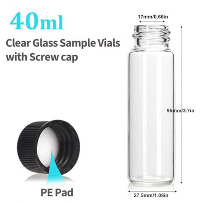 BIGLEE 30PCS 40ML Clear Small Glass Vials with Screw Caps - color: Clear, size: 40ML-30PCS