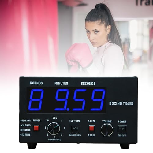Boxing Interval Timer,Professional Gym Timer,Portable Boxing Training Timer,with Beep/LED Display,for Muay Thai/MMA (Blue) - color: Blue