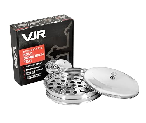 Communion Trays for Churches with Lid, 40 Cup Silver Stainless Steel Set Wine Cup Serving Set, Stackable Communion Tray, Reusable Cups, Church Sign Knob, Rust Proof, Dishwasher Safe - color: Silver, size: 4.9" x 4.9" x 1.3"