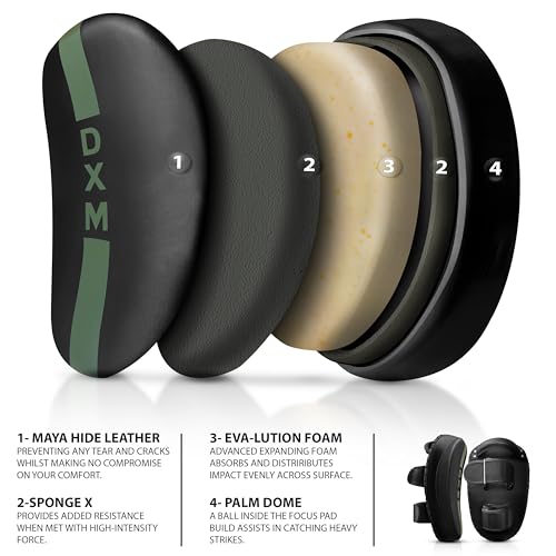 DXM SPORTS Muay Thai Pads Kickboxing Equipment Martial Arts Training Kick Pads for MMA, Taekwondo, Karate – Ideal for Kicks, Knees and Punches in Martial Arts Training (ONE PAD ONLY) - color: Black & Green