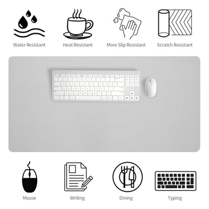 Bloss Large Desk Pad, 47.2" x 24" Desk Mat, Desk Pads on Top of Desks, Computer Mat Non-Slip, Desk Blotter Waterproof, Easy to Clean - Light Grey - color: Light Grey, size: 47.2" x 24"