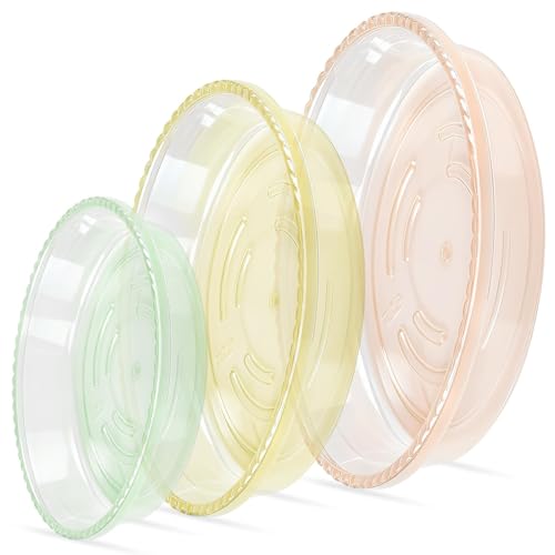 SupKing 9 Pack Plant Saucers (6inch /8inch /10inch) Multiple Color Plant Trays for Indoor Outdoor Plastic Flowerpot Saucers Thicker Plant Water Catcher Drip Trays for pots -Green/Yellow/Pale Pink - color: Multicolored, size: 6in/8in/10in