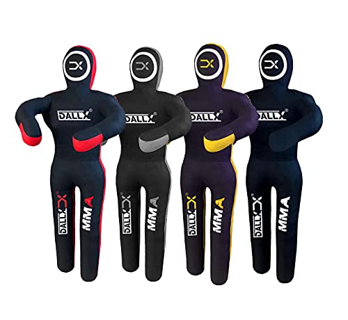 DALLX MMA Grappling Dummy BBJ Wrestling Brazilian Jiu Jitsu Punching Bag Judo Karate Throwing Boxing Fighting Dummy Self Defense Standing Position – UNFILLED - color: Black Red, size: 5 FT