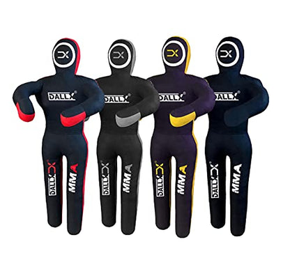 DALLX MMA Grappling Dummy BBJ Wrestling Brazilian Jiu Jitsu Punching Bag Judo Karate Throwing Boxing Fighting Dummy Self Defense Standing Position – UNFILLED - color: Black Red, size: 5 FT