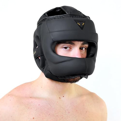 Mytra Fusion Boxing Headgear MMA Kickboxing Grappling Taekwondo Karate Training Head Gear, One Size Fits to All