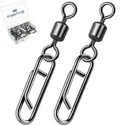 FishTrip 50pcs Fishing Rolling Swivel Power Clips for Rigs Lures | High Carbon Steel, Rust-Proof & Wear-Resistant, Quick Change Clip Snaps for Freshwater Saltwater Rigs Hooks Leaders Weights - size: 3#_50pcs