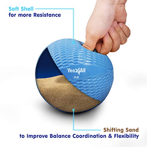 Yes4All Weighted Toning Balls for Exercise, Soft Medicine Balls for Exercise, Pilates, Yoga, Balance, Flexibility, 2-10lbs - color: F. 2lb - Blue, style: B. Diamond Grip - Knurl