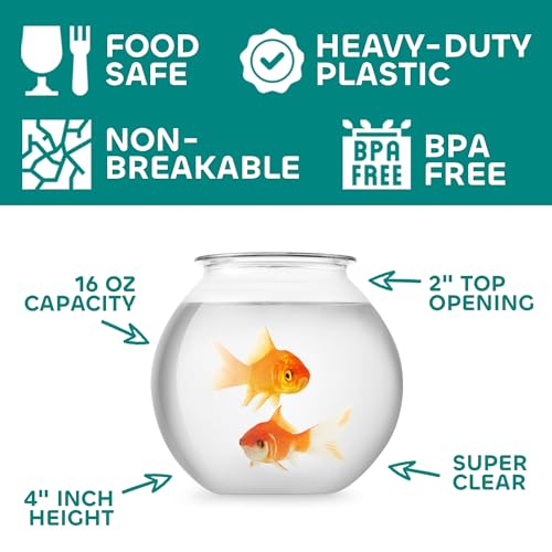 16 Oz Plastic Fish Bowls (12-Pack) Drink, Party & Decorative Ivy Bowls | BPA-Free Plastic Bowls for Candy Buffets, Carnival Games, Prize Tables, Centerpieces, Crafts & Event Displays - size: 12 Count (Pack of 1)