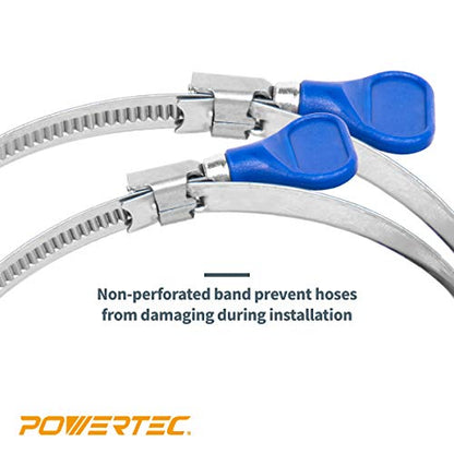 POWERTEC 70247 1-1/2 Inch Stainless Steel Thumb Screw Clamps, Adjustable Key Hose Clamps for Pool Hose for Above Ground Pools and PVC Tubing, Pipe Clamp, Worm Gear Clamp, 15 pack - size: 1-1/2 Inch (Pack of 3), style: 5 PK