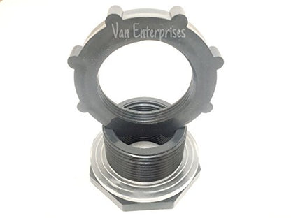 1.5" PRO SERIES Bulkhead Tank Fitting Adapter for Rain Barrels, Aquariums, Water Tanks, Ponds - size: 1.5 Inch
