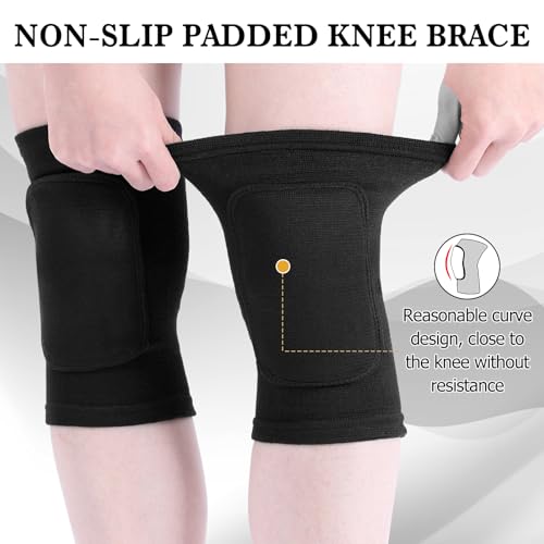 Eurzom 3 Pairs Dance Knee Pads Women Protective Non-Slip Knee Pads for Yoga Cheerleading Pole Floor Dance Volleyball - color: Black