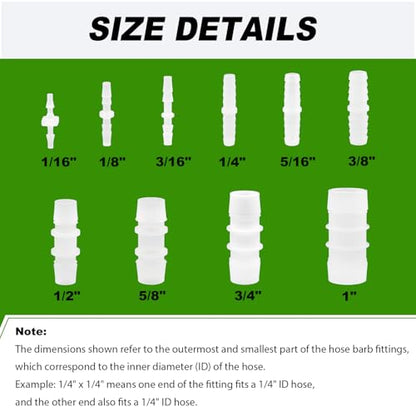 Plastic Hose Barb 3/16" Barbed Connectors Joint Splicer Mender Adapter for Aquarium Liquid Air (Pack of 10) - size: 3/16"