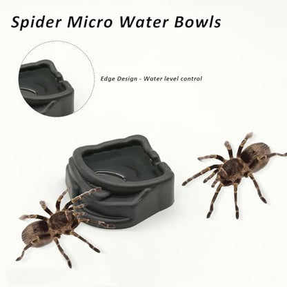 6 Pcs Spider Micro Water Bowls, Mini Resin Dish for Tarantula, Spider, Millipede and Tiny Reptiles, Food/Water Dish for Enclosure Accessories (1.65" D, 0.59" H) - size: Large- 6pack