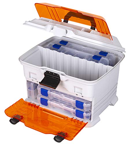 Flambeau Outdoors T4P Pro Multiloader Tackle Box, 5 Zerust Tuff Tainers | Compact hard tackle station with 5 Zerust Tuff Tainers, bulk compartment, 6 lid compartments, 13.5 x 9.6 x 12in