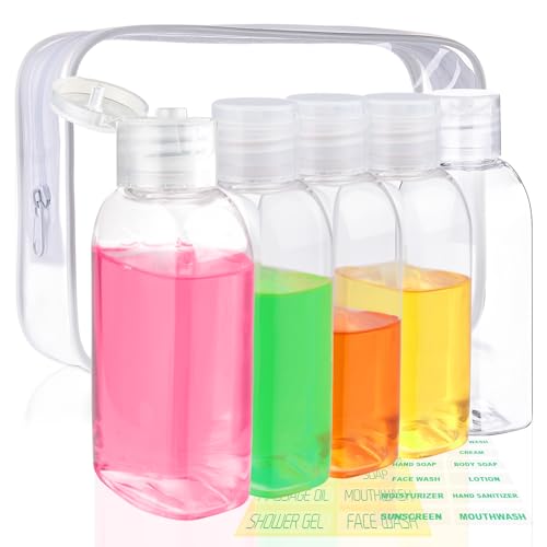 Cosywell 5pcs 3.4oz TSA Approved Clear Travel Shampoo Bottles - style: D-Clear-5pack
