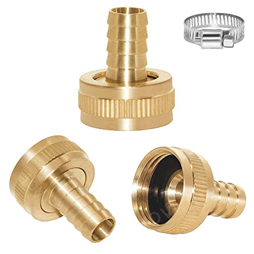 Joywayus Brass 1/2" Female x 3/4" GHT Male Water Tank Connector + 1/4" Barb x 3/4" GHT Female Swivel Garden Water Hose Pipe Connector - size: 1/4" Barb
