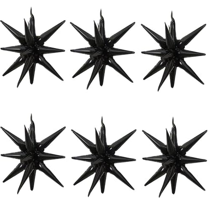 6 Pcs Black Star Foil Balloons One-Piece 14-Pointed Star Balloon 4D Cone Mylar 22inch Christmas Birthday Wedding Fireworks Shape Party Supplies (Black) - color: Blue