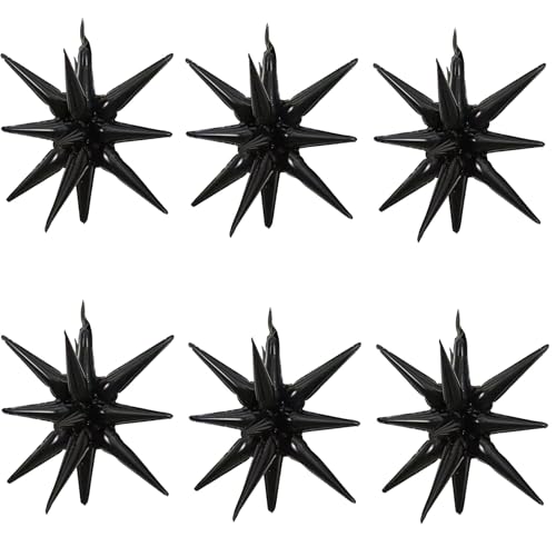 6 Pcs Black Star Foil Balloons One-Piece 14-Pointed Star Balloon 4D Cone Mylar 22inch Christmas Birthday Wedding Fireworks Shape Party Supplies (Black) - color: Blue