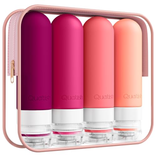 Quatish Travel Bottles for Toiletries,3 oz Travel Size Containers,Rose - color: Rose
