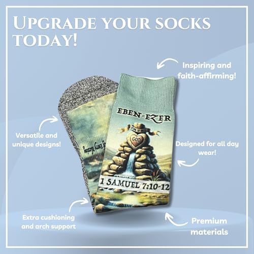 Men's – Christian Crew Socks for Men with Scripture | Moisture-Wicking | Easter Gift Idea - color: Come Thou Fount