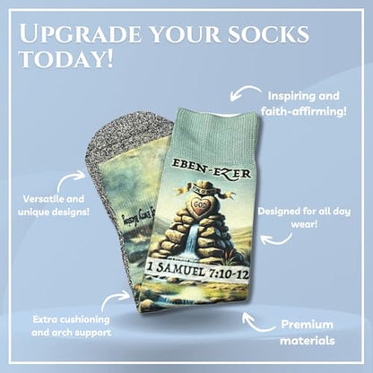 Men's – Christian Crew Socks for Men with Scripture | Moisture-Wicking | Easter Gift Idea - color: Come Thou Fount