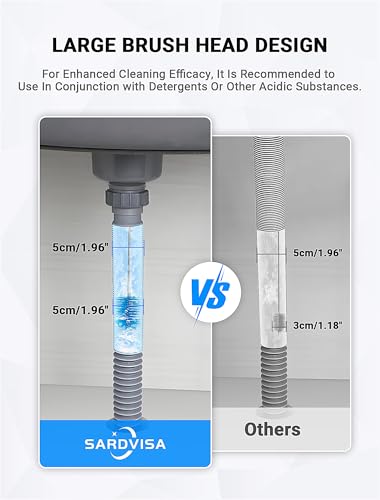 66 Inch Drain Cleaning Brush, Flexible Long Pipe Cleanner Tool | Flexible Long Reach, Double Nylon Ends, Stainless Steel Shaft, Sink & Drain Cleaning, Includes 2 Straw Brushes - size: Large clean brush