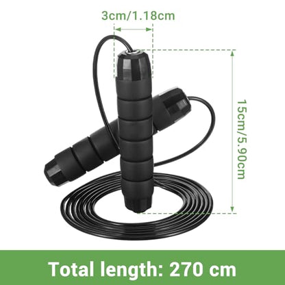 12 Pieces Adjustable Jump Ropes with Ball Bearings, Foam Handles, Steel Wire PVC Coated, Fitness Exercise Training for Men Women, Black