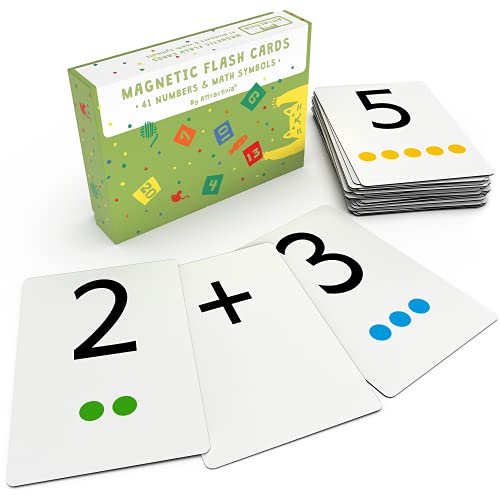 Attractivia Magnetic Number Flash Cards - Large 0-25 Math Cards, Early Addition and Subtraction, Multiplication, Division and Symbols, for Classroom Teachers, Homeschool, Toddlers, Kids and Adults - style: Numbers & math symbols - Dots