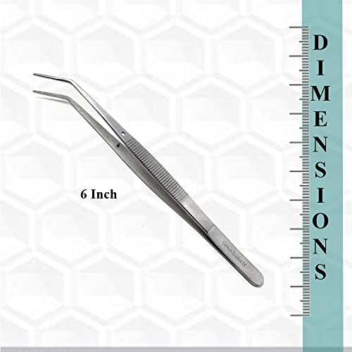 Reptile Feeding Tongs Straight Aquarium Tweezers Anti-Rust Thickened Stainless Steel Forceps, for Terrarium, Fish Tank, Snakes/Lizards/Gecko, Planting By HTI (6" - Angled) - size: 6" - Angled