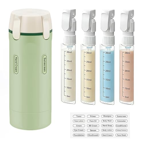 4 in 1 Travel Dispenser Bottle, Travel Bottles for Toiletries TSA Approved - color: Green