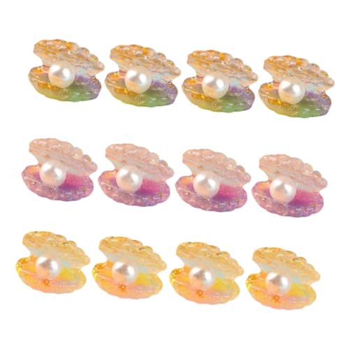 Toyvian 16Pcs Luminous Mini Shell Charms with Pearl Glow in Dark Resin Craft Beads Mini Pearl Shell Figurinesfor Aquarium Decor Fish Tank Accessories Party Wedding Ornaments