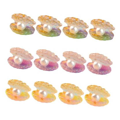 Toyvian 16Pcs Luminous Mini Shell Charms with Pearl Glow in Dark Resin Craft Beads Mini Pearl Shell Figurinesfor Aquarium Decor Fish Tank Accessories Party Wedding Ornaments