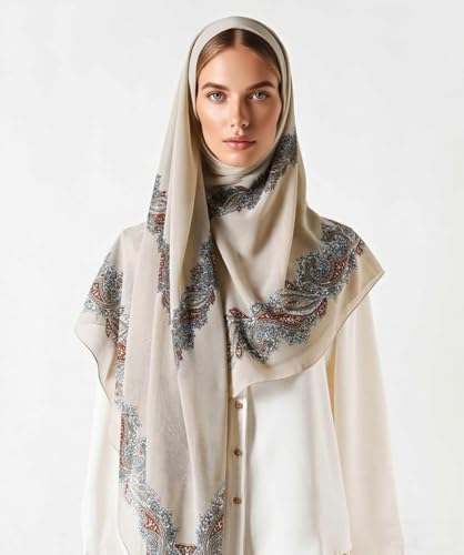 K-Elewon Large Square Scarf 51" Headscarf Chiffon Fashion Scarves Turbans Hair Wrapping Scarfs - color: D-beige