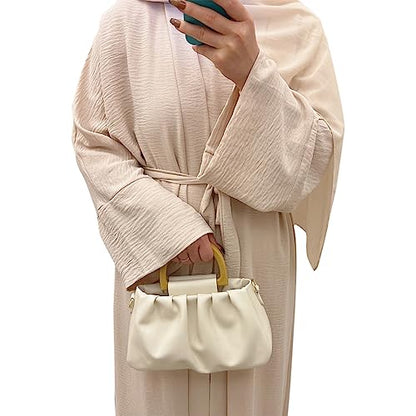 2PCS Women's Muslim Dresses Abaya Islamic Dubai Prayer Dress Robe Long Cardigan Maxi Dress - color: Beige, size: Medium