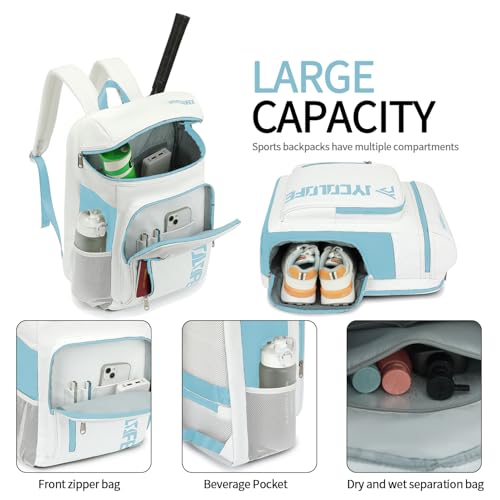 gym duffel bag backpack wrestling bag with shoe compartment 4 kinds of back method waterproof sports walking laptop - color: D-light Blue