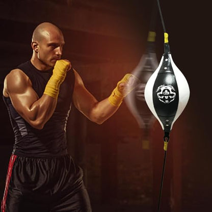Speed Bag Stable Speed Reactive Full Body Boxing | Speed Training Boxing Ball for Home Gym, Indoor Fitness, Punching Bag Workout, Men Women Stress Relief, Cardio - color: Black and white