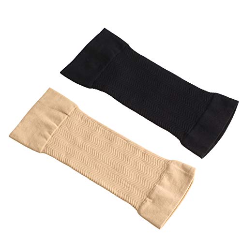 WILLBOND 4 Pairs Slimming Arm Shaper Sleeve for Women Men Upper Flabby Arm Sleeve for Slimming Sun Protection Tattoo Cover up - color: Black and Nude Color