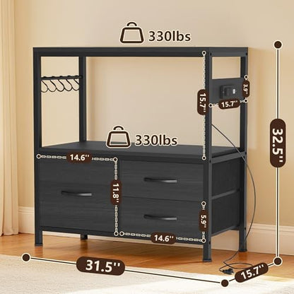 Heybly 20-29 Gallon Fish Tank Stand, Aquarium Stand with Drawer, Power Outlet, Heavy Duty Metal Frame, for Fish Tank, Turtle & Reptile Terrarium, 31.5" x 15.7" Top, 330lbs, Black HAS001BK - color: Black, size: 20-29 gal