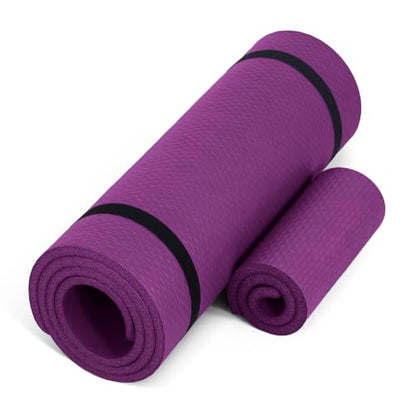 CAP Barbell 1/2-Inch High Density Exercise Yoga Mat with Strap | Multiple Options - color: Wine, style: Yoga Mat w/Knee Pad